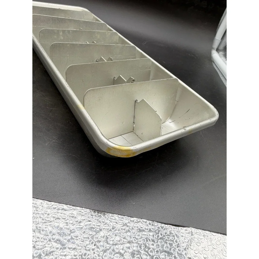 Vintage Aluminum Ice Cube Tray with Removable Metal Divider Insert Silver Tone